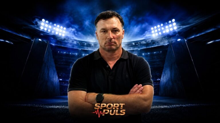 Denis Ćorić na stadionu uz SPORT PULS logo nakon preuzimanja Plavih.