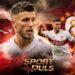GALATASARAY KRENUO PO ZMAJA: 20 MILIONA NA STOLU – Demirovića žele uz Osimhena! Ermedin Demirović u dresu Stuttgarta uz motive Galatasaraya na SPORT PULS naslovnoj grafici.