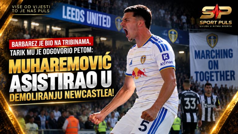 Tarik Muharemović slavi nakon asistencije za Leeds protiv Newcastlea