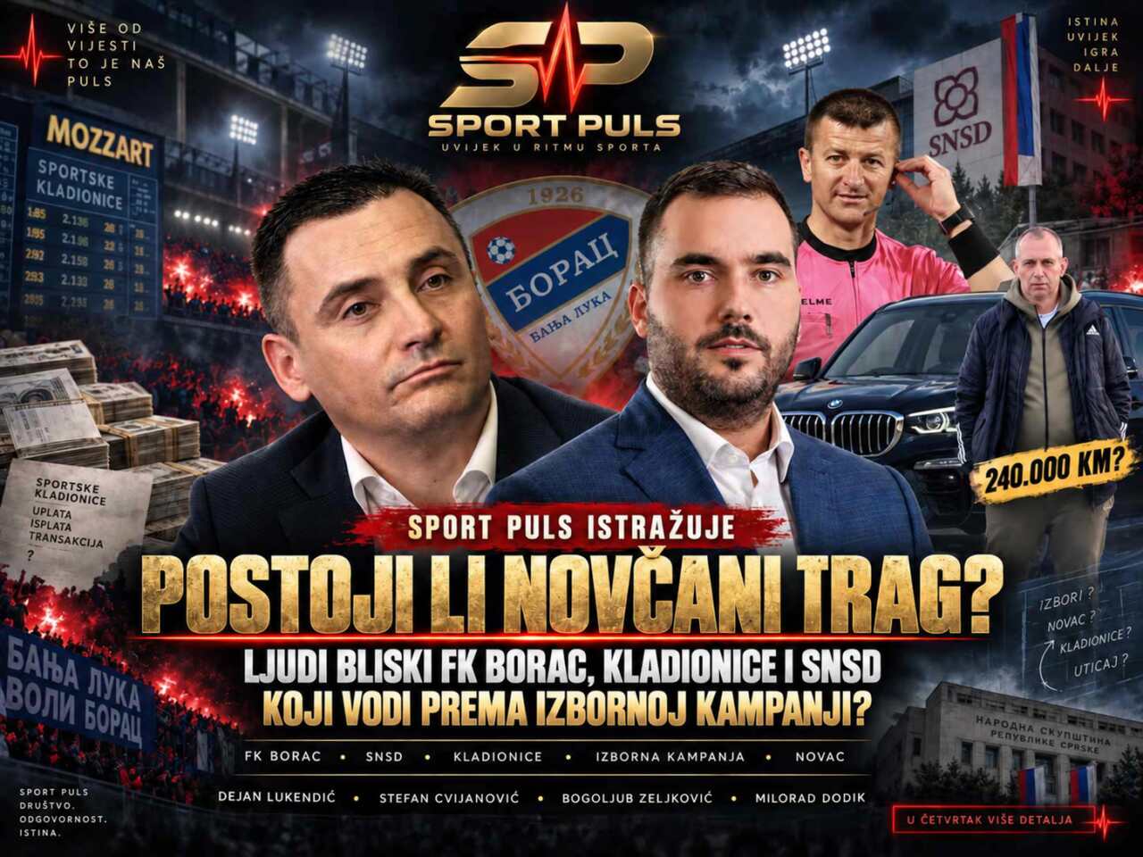 LJUDI BLISKI FK BORAC I SNSD, KLADIONICE I PRVA LIGA RS: POSTOJI LI NOVČANI TRAG KOJI VODI PREMA IZBORNOJ KAMPANJI? FK Borac, SNSD, kladionice i Prva liga Republike Srpske