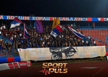 Navijači Borca na tribinama stadiona u Banjoj Luci