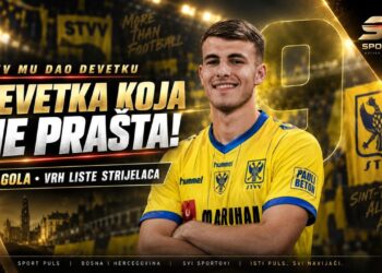 Samed Baždar u dresu STVV-a nakon četiri gola u Belgiji