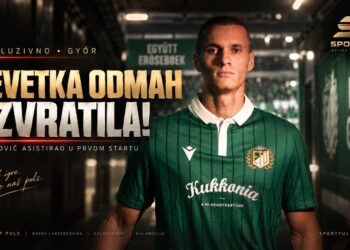 Luka Kulenović u dresu Győra nakon asistencije u prvom startu